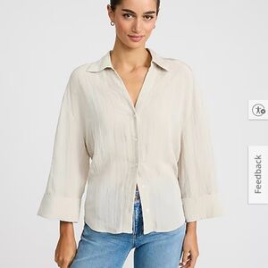 NWT-Express Women's Cream Button-Down Blouse